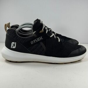 FootJoy FJ Flex Men's Golf Shoes Soft Spike Black White Size 10 M